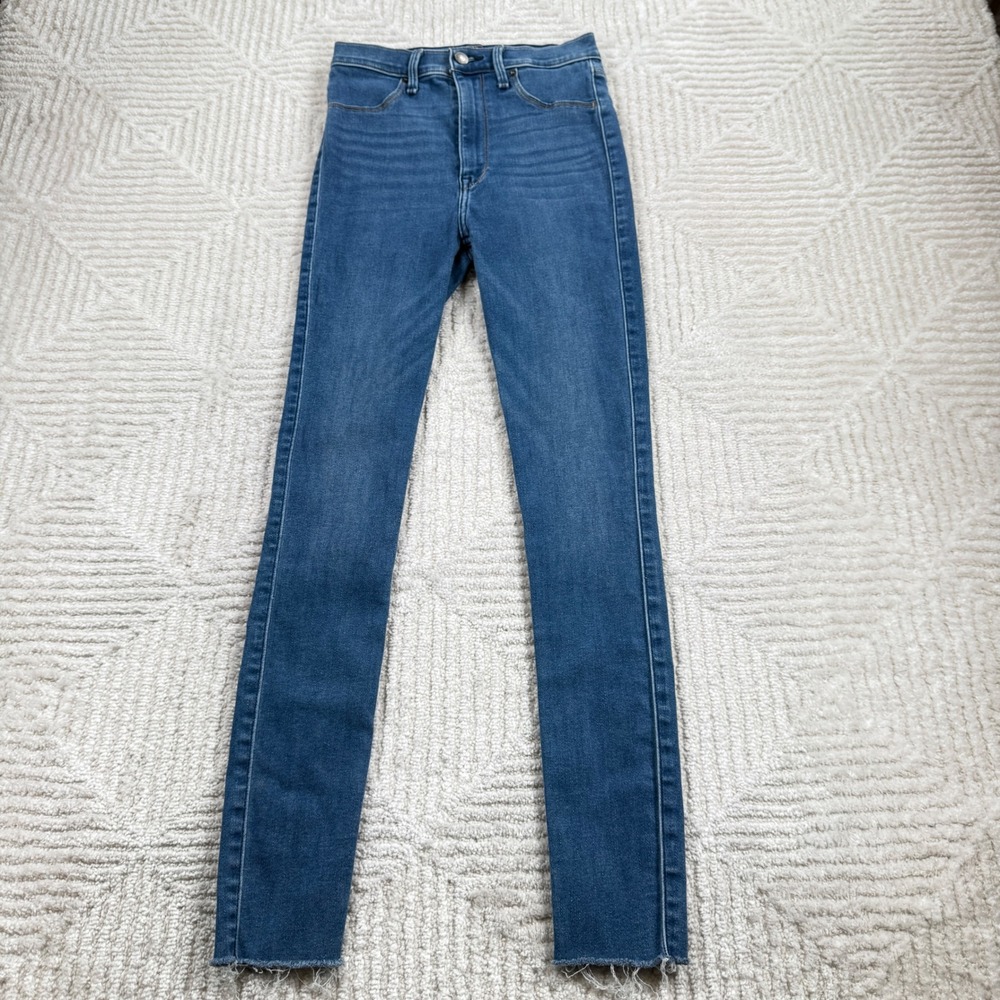 Abercrombie & Fitch Ultra High Rise Jean Legging Womens 26 2R Blue Raw Hem 278